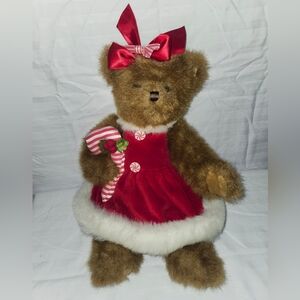 14" Christmas Teddy Bear, Christa Cane, Excellent Condition